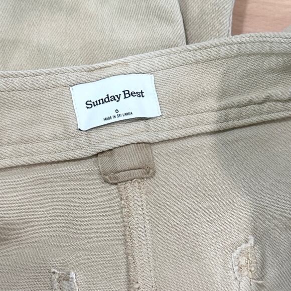 Aritzia Sunday Best Jaden Pant Mid Rise Chino Tan Size 6 Neutral - Picture 6 of 8